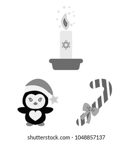 Christmas attributes and accessories monochrome icons in set collection for design. Merry Christmas vector symbol stock web illustration.