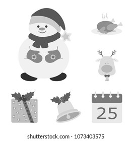 Christmas attributes and accessories monochrome icons in set collection for design. Merry Christmas vector symbol stock web illustration.