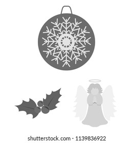 Christmas attributes and accessories monochrome icons in set collection for design. Merry Christmas vector symbol stock web illustration.