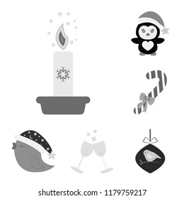 Christmas attributes and accessories monochrome icons in set collection for design. Merry Christmas vector symbol stock web illustration.