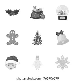 Christmas attributes and accessories monochrome icons in set collection for design. Merry Christmas vector symbol stock web illustration.