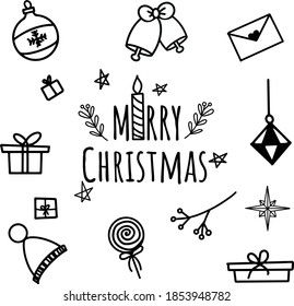 christmas attributes line cute papattern lettering