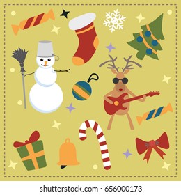 Christmas attributes on a light background. vector drawing