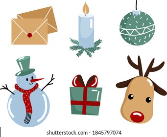 Weihnachtsattribute Set. Vektorgrafik. 