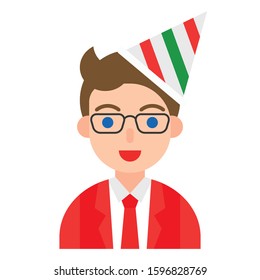 Christmas avatar or Winter fashion vector illustration, flat style 