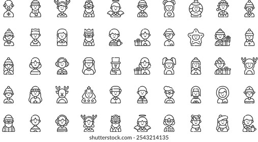 Christmas avatars icons High-Quality Vector Icons Collection with Editable Stroke. Ideal for Professional and Creative Projects.