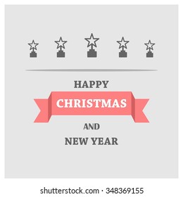 Christmas Award Star card, vector illustration.