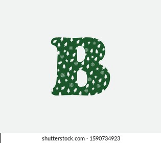 Christmas B Letter Logo icon. B Vector design concept christmas letter material logo icon for initial banner, poster.