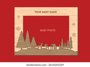 Christmas Baby Photo Frame Laser Cut Design