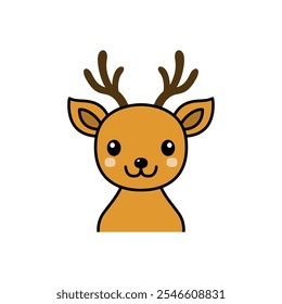 Christmas baby reindeer on white background. Vector illustration