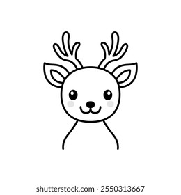 Christmas baby reindeer on white background. Vector illustration