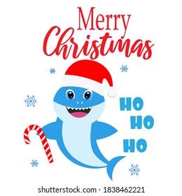 christmas baby shark card illustration