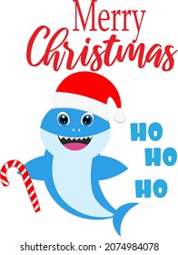 christmas baby shark vector illustration