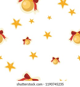 Christmas backdrop seamless balls vector pattern used as background packaging paper cover fabric New Year textile.