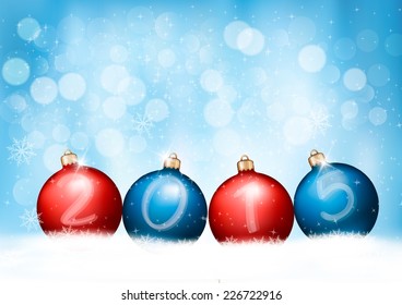 Christmas background with a 2015 made out of baubles. Vector.