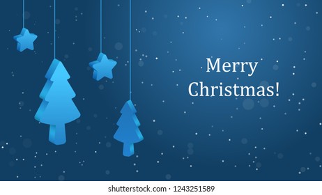 Christmas background 3D design. Creative design with Christmas tree. New Year background.