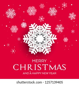 Christmas background with 3D effect snowflake