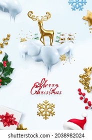 Christmas background. 3d vector illustration, christmas decorations