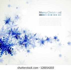 Christmas background with abstract blue snowflakes