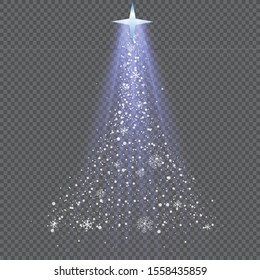 Christmas background with abstract shiny christmas tree, stars