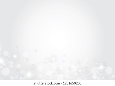 Christmas background. Abstract snowflakes and realistic lights effect isolated on gray background. For web site, backdrop, wallpaper and greeting card. Christmas concept, vector illustration