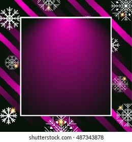 Christmas background. Abstract vector illustration with snowflakes. Easy editable modern template with place for your text.