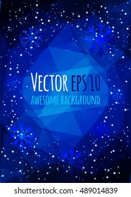 Christmas background. Abstract vector illustration with snowflakes. Easy editable modern template with place for your text.
