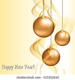 Christmas background with abstract wave and gold ball