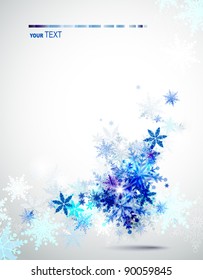 Christmas  background with abstract winter  snowflakes