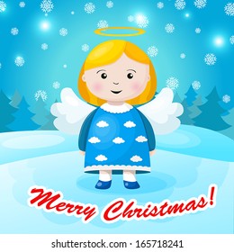 Christmas background with angel illustration