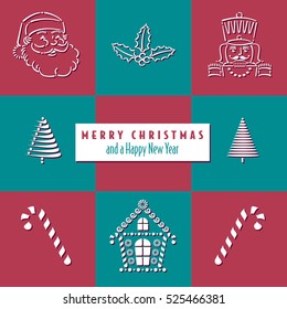 Christmas background with an assortment of holiday items