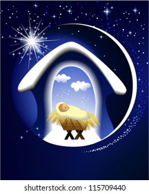Christmas background with baby Jesus