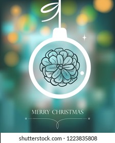 Christmas background with ball. Greeting vector background