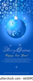 fondo navideño con bola y espacio rojo para texto