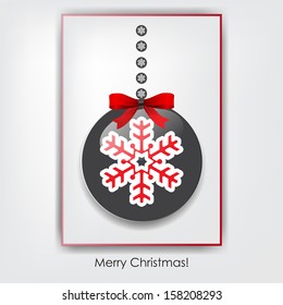 Christmas background with a Christmas ball and ribbon, and the text "Merry Christmas!" (EPS10 Vector)