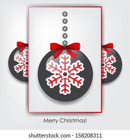 Christmas background with a Christmas ball and ribbon, and the text "Merry Christmas!" (EPS10 Vector)