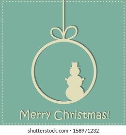 Christmas background with christmas ball and snowman