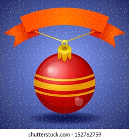 Christmas background with Christmas ball, vector illustration.