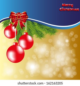 Christmas background with  balls, all elements are easily editable vector illustration