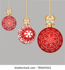 Christmas background with balls and bows