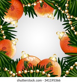 Christmas background with balls and the branches of the Christmas tree.