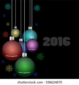 Christmas background with balls. Colorful Xmas baubles. Vector - Illustration