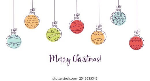 Christmas background with Christmas balls and congratulatory inscription. Merry Christmas greetings