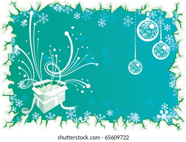 Christmas background with balls and gift