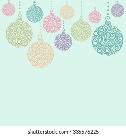 Christmas background with Christmas balls Hanging . Great for  greeting card and invitation of the merry christmas and happy new year