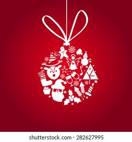 Christmas background with balls and icons typical of the feast