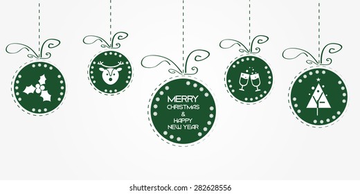 Christmas background with balls and icons typical of the feast