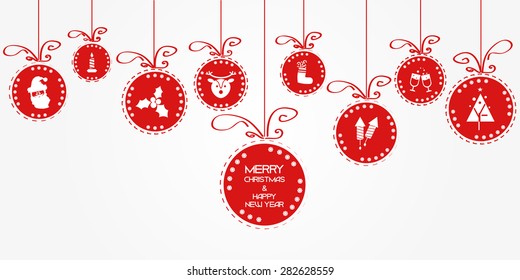 Christmas background with balls and icons typical of the feast