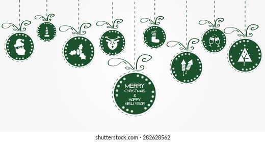 Christmas background with balls and icons typical of the feast
