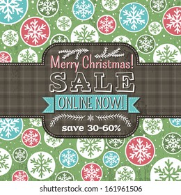 christmas background with balls and label for text,  vector illustration